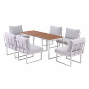 Darrahopens Furniture > Outdoor > Outdoor Dining Sets Gardeon 6 Seater Outdoor Dining Sofa Set Steel Frame Cushions White In Australia - Darrahopens