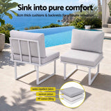 Darrahopens Furniture > Outdoor > Outdoor Dining Sets Gardeon 6 Seater Outdoor Dining Sofa Set Steel Frame Cushions White In Australia - Darrahopens