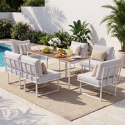 Darrahopens Furniture > Outdoor > Outdoor Dining Sets Gardeon 6 Seater Outdoor Dining Sofa Set Steel Frame Cushions White In Australia - Darrahopens