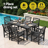 Gardeon 7 Piece Outdoor Dining Set Patio HDPE Table and Chairs Garden Furniture In Australia - Darrahopens