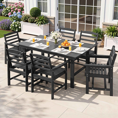 Gardeon 7 Piece Outdoor Dining Set Patio HDPE Table and Chairs Garden Furniture In Australia - Darrahopens