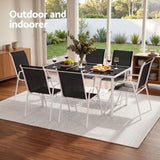 Darrahopens Furniture > Outdoor > Outdoor Dining Sets Gardeon 7 Piece Outdoor Dining Set Steel Textilene Patio Furniture Table and Chairs Black In Australia - Darrahopens
