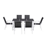 Darrahopens Furniture > Outdoor > Outdoor Dining Sets Gardeon 7 Piece Outdoor Dining Set Steel Textilene Patio Furniture Table and Chairs Black In Australia - Darrahopens