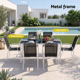 Gardeon 7 Piece Outdoor Dining Set Steel Textilene Patio Furniture Table and Chairs Black In Australia - Darrahopens