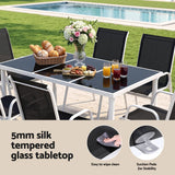 Darrahopens Furniture > Outdoor > Outdoor Dining Sets Gardeon 7 Piece Outdoor Dining Set Steel Textilene Patio Furniture Table and Chairs Black In Australia - Darrahopens