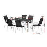 Darrahopens Furniture > Outdoor > Outdoor Dining Sets Gardeon 7 Piece Outdoor Dining Set Steel Textilene Patio Furniture Table and Chairs Black In Australia - Darrahopens