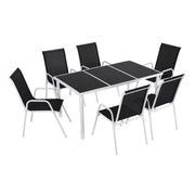 Darrahopens Furniture > Outdoor > Outdoor Dining Sets Gardeon 7 Piece Outdoor Dining Set Steel Textilene Patio Furniture Table and Chairs Black In Australia - Darrahopens