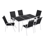 Darrahopens Furniture > Outdoor > Outdoor Dining Sets Gardeon 7 Piece Outdoor Dining Set Steel Textilene Patio Furniture Table and Chairs Black In Australia - Darrahopens