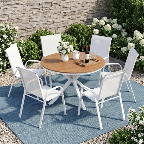 Darrahopens Furniture > Outdoor > Outdoor Dining Sets Gardeon 7PCS Outdoor Dining Set Table and Chairs Patio Garden Furniture Steel