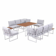 Darrahopens Furniture > Outdoor > Outdoor Dining Sets Gardeon 8 Seater Outdoor Dining Sofa Set with WPC Side Tables Patio Furniture White In Australia - Darrahopens
