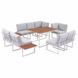 Darrahopens Furniture > Outdoor > Outdoor Dining Sets Gardeon 8 Seater Outdoor Dining Sofa Set with WPC Side Tables Patio Furniture White In Australia - Darrahopens