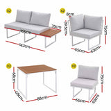 Darrahopens Furniture > Outdoor > Outdoor Dining Sets Gardeon 8 Seater Outdoor Dining Sofa Set with WPC Side Tables Patio Furniture White In Australia - Darrahopens