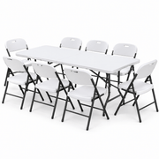Darrahopens Furniture > Outdoor > Outdoor Dining Sets Gardeon 9PCS Outdoor Dining Set 180CM Folding Table and Chairs Patio Furniture White In Australia - Darrahopens