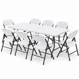Darrahopens Furniture > Outdoor > Outdoor Dining Sets Gardeon 9PCS Outdoor Dining Set 180CM Folding Table and Chairs Patio Furniture White In Australia - Darrahopens