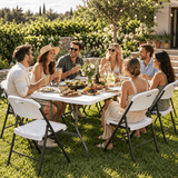 Darrahopens Furniture > Outdoor > Outdoor Dining Sets Gardeon 9PCS Outdoor Dining Set 180CM Folding Table and Chairs Patio Furniture White In Australia - Darrahopens