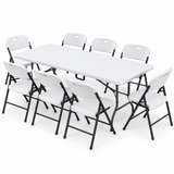 Darrahopens Furniture > Outdoor > Outdoor Dining Sets Gardeon 9PCS Outdoor Dining Set 180CM Folding Table and Chairs Patio Furniture White In Australia - Darrahopens
