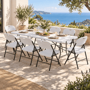Darrahopens Furniture > Outdoor > Outdoor Dining Sets Gardeon 9PCS Outdoor Dining Set 180CM Folding Table and Chairs Patio Furniture White In Australia - Darrahopens