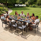 Darrahopens Furniture > Outdoor > Outdoor Dining Sets Gardeon Outdoor Dining Set 11PCS Aluminum Extendable Table and Chairs Patio Furniture Black In Australia - Darrahopens
