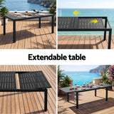 Darrahopens Furniture > Outdoor > Outdoor Dining Sets Gardeon Outdoor Dining Set 11PCS Aluminum Extendable Table and Chairs Patio Furniture Black In Australia - Darrahopens