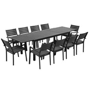 Darrahopens Furniture > Outdoor > Outdoor Dining Sets Gardeon Outdoor Dining Set 11PCS Aluminum Extendable Table and Chairs Patio Furniture Black In Australia - Darrahopens