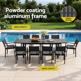 Gardeon Outdoor Dining Set 11PCS Aluminum Extendable Table and Chairs Patio Furniture Black In Australia - Darrahopens