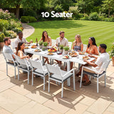 Darrahopens Furniture > Outdoor > Outdoor Dining Sets Gardeon Outdoor Dining Set 11PCS Aluminum Extendable Table and Chairs Patio Furniture White In Australia - Darrahopens