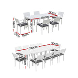 Darrahopens Furniture > Outdoor > Outdoor Dining Sets Gardeon Outdoor Dining Set 11PCS Aluminum Extendable Table and Chairs Patio Furniture White In Australia - Darrahopens