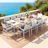 Gardeon Outdoor Dining Set 11PCS Aluminum Extendable Table and Chairs Patio Furniture White In Australia - Darrahopens