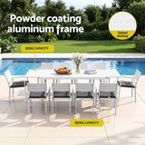 Gardeon Outdoor Dining Set 11PCS Aluminum Extendable Table and Chairs Patio Furniture White In Australia - Darrahopens