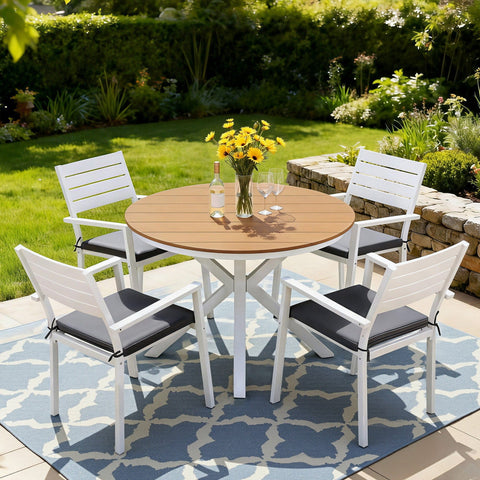 Darrahopens Furniture > Outdoor > Outdoor Dining Sets Gardeon Outdoor Dining Set 5 Piece Aluminum WPC Tabletop Patio Furniture