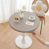 Darrahopens Furniture > Outdoor > Outdoor Dining Sets Round Fitted PU Tablecloth with High Elastic Edge 35 Inch Dia Waterproof Oil Proof Table Cloth Anti-Scald Stain-Resistant Wipeable Table Cover for Indoor Outdoor Picnic (Grey,35" Dia，Only tablecloth)