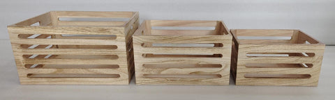 Darrahopens Furniture > Outdoor > Outdoor Dining Sets Set 3 Natural Wood Crates 40x22cm