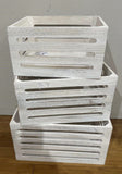 Darrahopens Furniture > Outdoor > Outdoor Dining Sets Set 3 Wood Crates White Wash 40x22cm