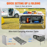 Darrahopens Furniture > Outdoor > Outdoor Dining Sets VEVOR Camping Kitchen Table, Quick set-up Folding Camping Table with A Carrying Bag, 3 Adjustable Heights, MDF Camping Table, Ideal for Outdoor Picnics, BBQs, Camping, RV Traveling