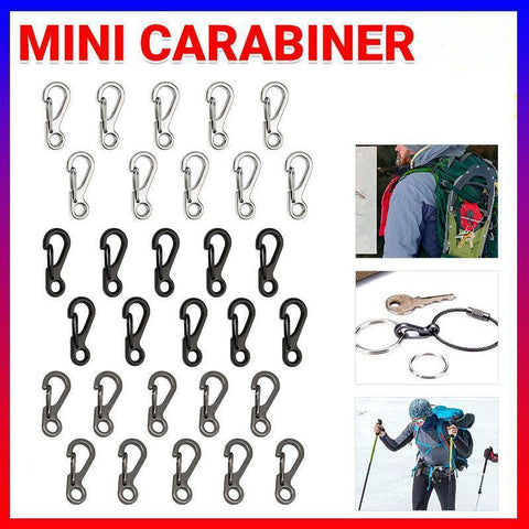 Darrahopens Furniture > Outdoor > Outdoor Furniture Accessories 10X Mini Alloy Carabiner Keychain Durable Snap Spring Clip Hook - Black