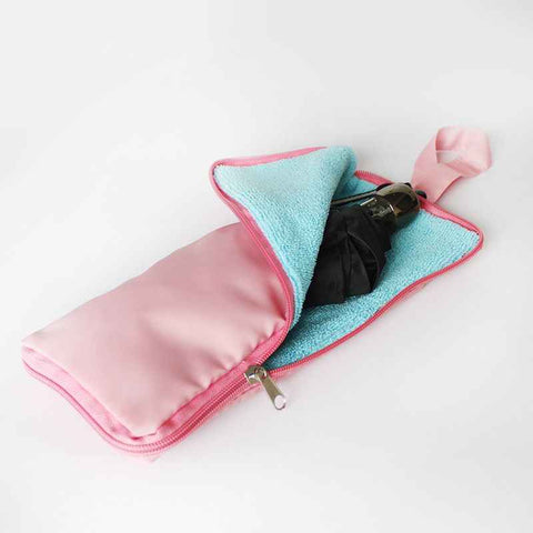 Darrahopens Furniture > Outdoor > Outdoor Furniture Accessories 2-Pack Foldable Waterproof Umbrella Storage Sleeve with Zippers, Carry Handle and Absorbent Microfiber Lining - Reusable Hanging Umbrella Pouch for Home Office School Travel and Car Use, Pink 15 x 5 inch