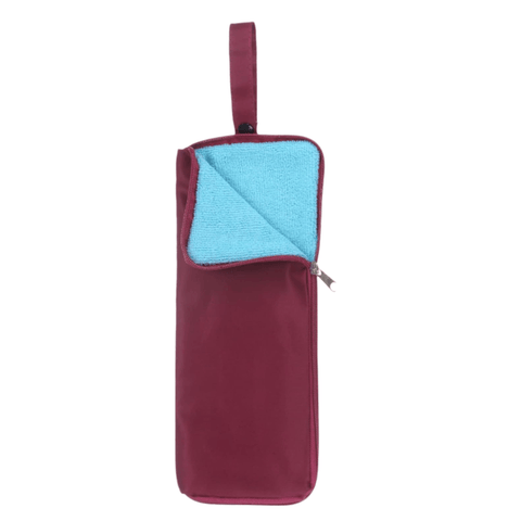 Darrahopens Furniture > Outdoor > Outdoor Furniture Accessories 2-Pack Foldable Waterproof Umbrella Storage Sleeve with Zippers, Carry Handle and Absorbent Microfiber Lining - Reusable Hanging Umbrella Pouch for Home Office School Travel and Car Use, Wine Red 15 x 5 inch