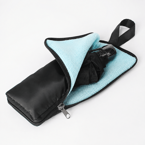 Darrahopens Furniture > Outdoor > Outdoor Furniture Accessories 2-Pack Foldable Waterproof Umbrella Storage Sleeve with Zippers, Carry Handle and Absorbent Microfiber Lining - Reusable Hanging Umbrella Pouch for Home Office School Travel and Car Use, Black 15 x 5 inch