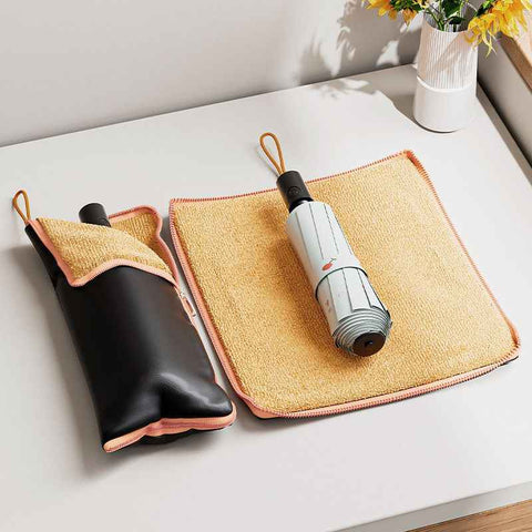 Darrahopens Furniture > Outdoor > Outdoor Furniture Accessories 2-Pack Waterproof Oxford Umbrella Storage Pouch with Zipper and Absorbent Microfiber Lining, Mutifunctional Hanging Umbrella Sleeve & Cleaning Cloth for Car Travel School and Daily Use, Black and Orange 28 x 12cm