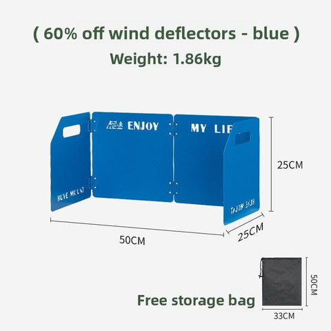 Darrahopens Furniture > Outdoor > Outdoor Furniture Accessories Blue Heavy-Duty 4-Fold Camping Stove Windshield Portable Steel Wind Deflector for Outdoor Cooking and Picnics with Storage Bag