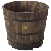 Burnt Oak 55cm Wooden Barrel Planter 6 Pack - Durable Composite for Plants In Australia - Darrahopens