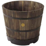Burnt Oak 55cm Wooden Barrel Planter 6 Pack - Durable Composite for Plants In Australia - Darrahopens