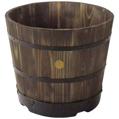 Burnt Oak 55cm Wooden Barrel Planter 6 Pack - Durable Composite for Plants In Australia - Darrahopens