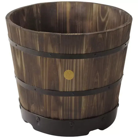 Darrahopens Furniture > Outdoor > Outdoor Furniture Accessories Burnt Oak Wooden Barrel Planter 46 x 34cm, 6 Pack - Durable Composite Design for Flowering Plants In Australia - Darrahopens