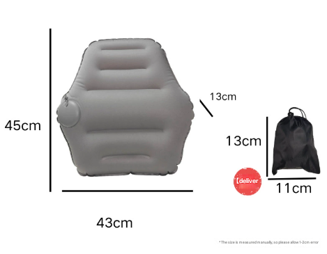 Darrahopens Furniture > Outdoor > Outdoor Furniture Accessories Grey Ultralight Inflatable Lumbar Support Pillow - Portable Ergonomic Back Cushion for Travel, Office & Car