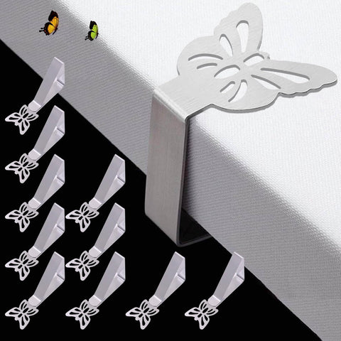Darrahopens Furniture > Outdoor > Outdoor Furniture Accessories Heavy Duty Stainless Steel Tablecloth Clips 10-Pack for Thick Outdoor and Indoor Picnic Tables, Compatible with Most Brands, Butterfly Design for Party