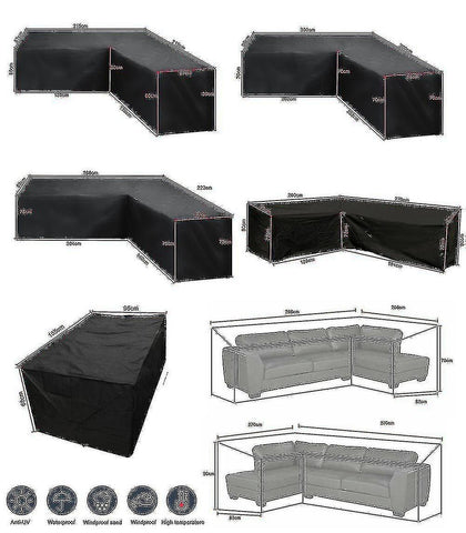 Darrahopens Furniture > Outdoor > Outdoor Furniture Accessories L-Shape Outdoor Sofa Cover Waterproof All-Weather 270x200x82cm 12 Sizes Dust Protector for Patio Garden Rattan Furniture