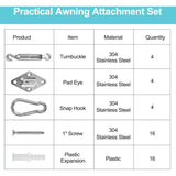 Darrahopens Furniture > Outdoor > Outdoor Furniture Accessories M6 Shade Sail Fixing Kit, Stainless Steel Sun Shade Sail Fixing Kit For Triangle And Square, Rectangle, Sun Shade Sail