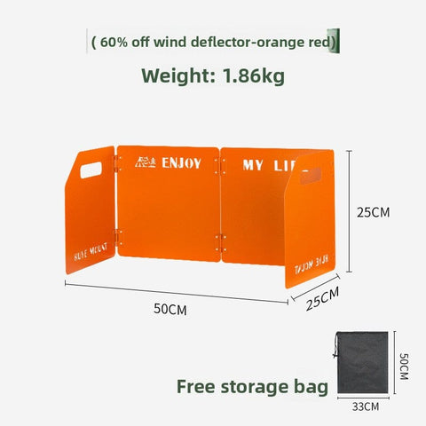Darrahopens Furniture > Outdoor > Outdoor Furniture Accessories Orange Heavy-Duty 4-Fold Camping Stove Windshield Portable Steel Wind Deflector for Outdoor Cooking and Picnics with Storage Bag