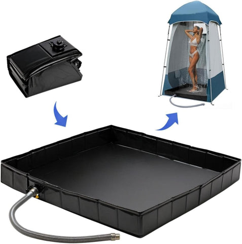 Darrahopens Furniture > Outdoor > Outdoor Furniture Accessories Portable Camping Shower Base - Collapsible Water Containment Tray with Drain for Outdoor Tents